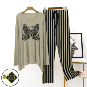 Dark pink Night Suit Lining Pajamas - Stylish Sleepwear Set for a Cozy Night's Rest